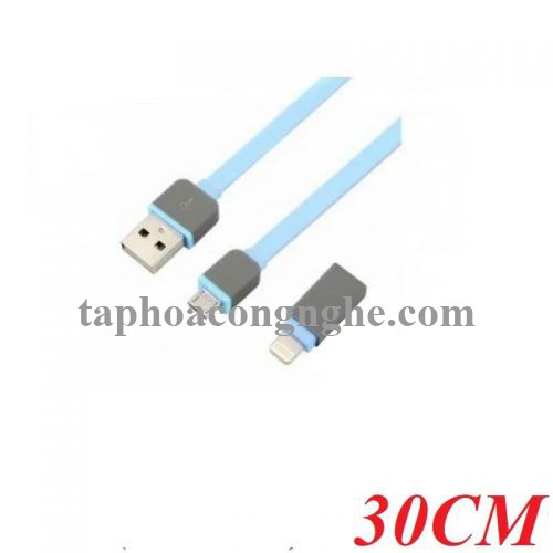 Unitek 98477 Y-440APK 30CM Màu Xanh Dây dẹp Cáp sạc + truyền dữ liệu Usb 2.0 sang Lightning + Micro Usb 30098477